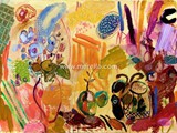 spanish-artists-painters-modern-contemporary-art-paintings-merello-merello.- bodegon del ocaso (81x130 cm) mixta-lienzo