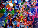 spanish-artists-painters-modern-contemporary-art-paintings-merello-ninos-en-nocturno-azul-(114x146-cm)-mixta-lienzo
